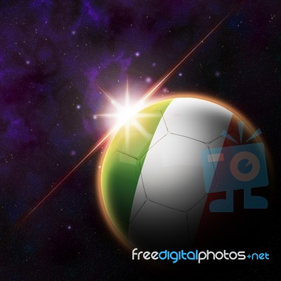 Italy Flag On 3d Football With Rising Sun Stock Image