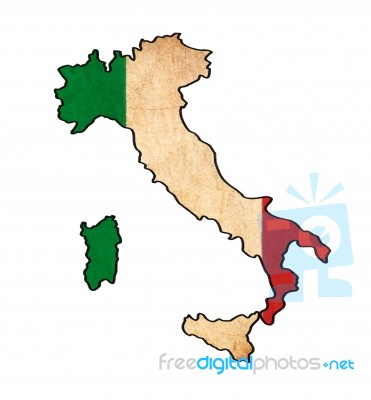 Italy Map On Italy Flag Drawing ,grunge And Retro Flag Series Stock Image