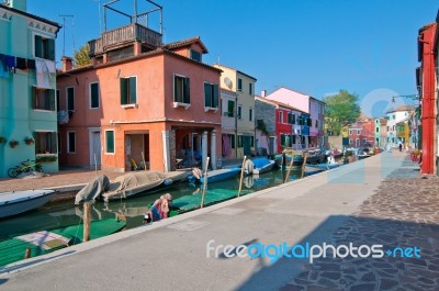 Italy Venice Burano Island Stock Photo