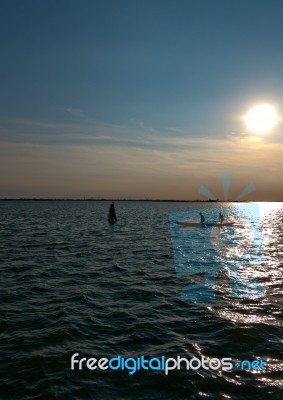 Italy Venice Lagune From  Burano Island Stock Photo