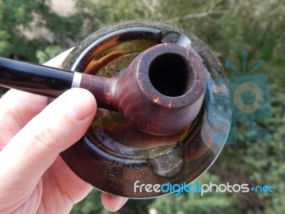 Items For Smoking Pipes And Cigarettes, Lighters, Matches  Stock Photo