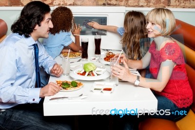 It's  My Family Time At Restaurant Stock Photo