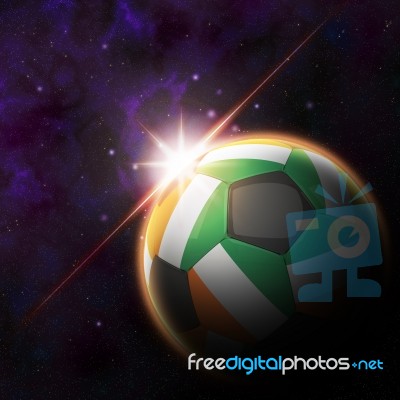 Ivory Coast Flag On 3d Football With Rising Sun Stock Image