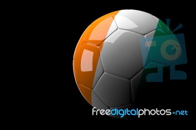 Ivory Coast Flag Soccer Ball Isolated Dark Background Stock Image