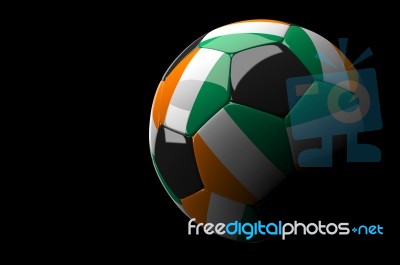 Ivory Coast Flag Soccer Ball Isolated Dark Background Stock Image