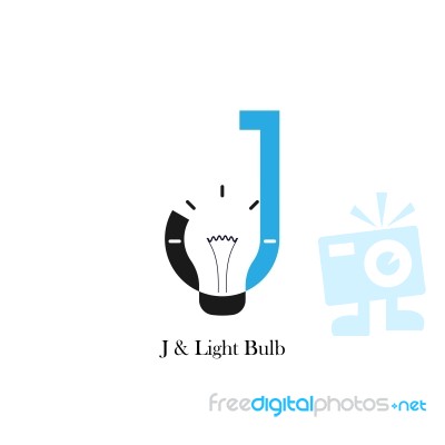 J-letter/alphabet Icon And Light Bulb Abstract Logo Design Stock Image