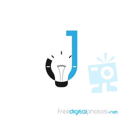 J-letter/alphabet Icon And Light Bulb Abstract Logo Design Template Stock Image