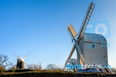 Jack And Jill Windmills On A Winter's Day Stock Photo