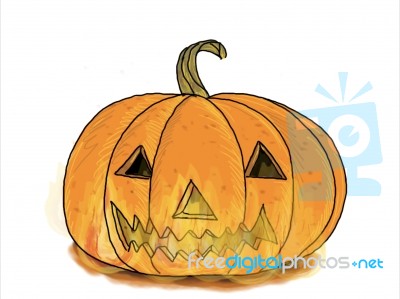 Jack O Lantern Light Flickering Drawing Stock Image