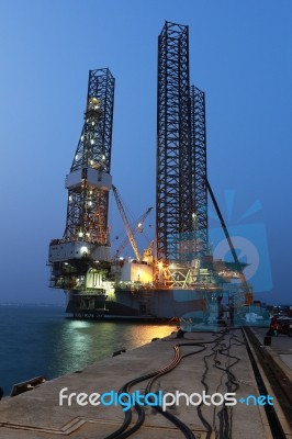 Jack Up Oil Drilling Rig Stock Photo