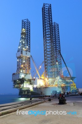 Jack Up Oil Drilling Rig Stock Photo