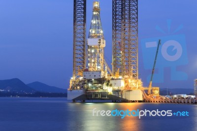 Jack Up Oil Drilling Rig Stock Photo