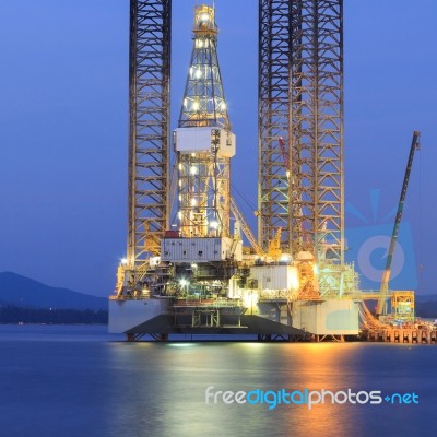 Jack Up Oil Drilling Rig Stock Photo