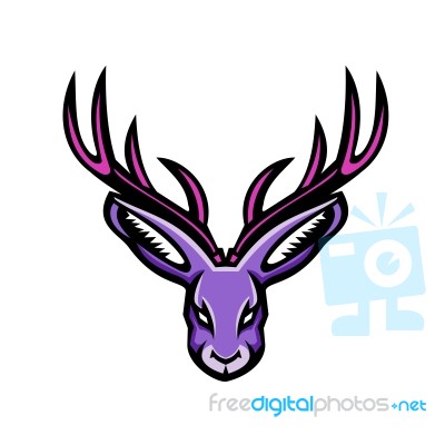 Jackalope Head Mascot Stock Image