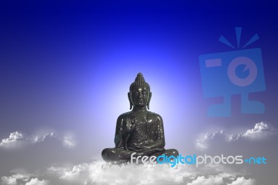 Jade Buddha Seated On Cloud Stock Photo