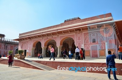 Jaipur, India - December 29, 2014: People Visit The City Palace Stock Photo