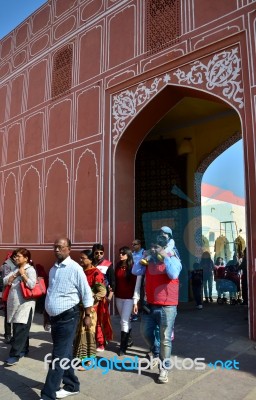 Jaipur, India - December 29, 2014: People Visit The City Palace Stock Photo