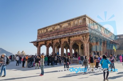 Jaipur, India - December29, 2014: Tourist Visit Diwan-i-am In Am… Stock Photo