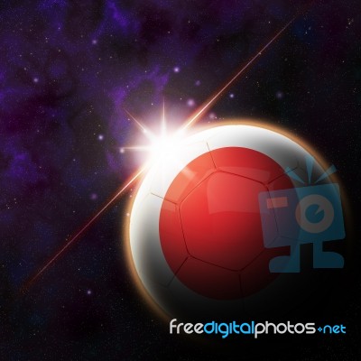 Japan Flag On 3d Football With Rising Sun Stock Image