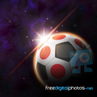 Japan Flag On 3d Football With Rising Sun Stock Image