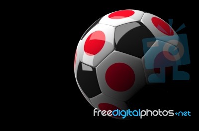 Japan Flag Soccer Ball Isolated Dark Background Stock Image