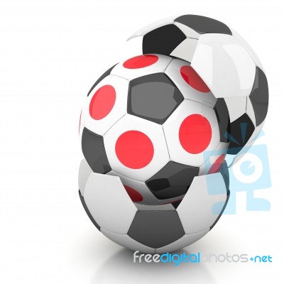 Japan Flag Soccer Ball Isolated White Background Stock Image