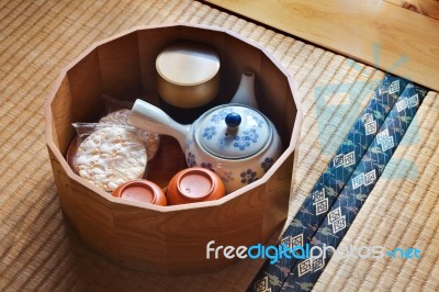 Japanese Ceramic Tea Set Stock Photo