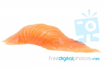 Japanese Cuisine. Salmon Sushi Nigiri Isolated On White Backgrou… Stock Photo