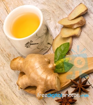 Japanese Ginger Tea Shows Natural Spice And Refreshed Stock Photo