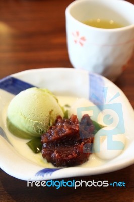 Japanese Ice Cream And Tea Stock Photo