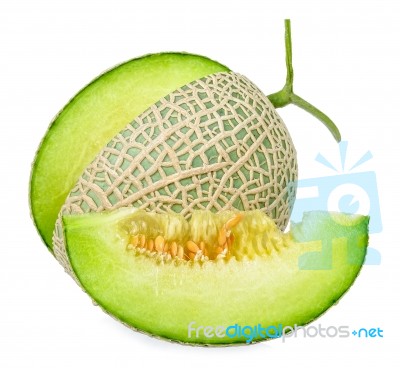 Japanese Melon Isolated On The White Background Stock Photo