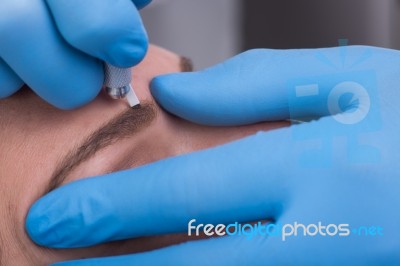 Japanese Method Of Drawing Eyebrows Stock Photo