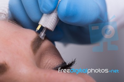 Japanese Method Of Drawing Eyebrows Stock Photo