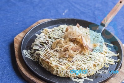 Japanese Pizza Okonomiyaki Stock Photo