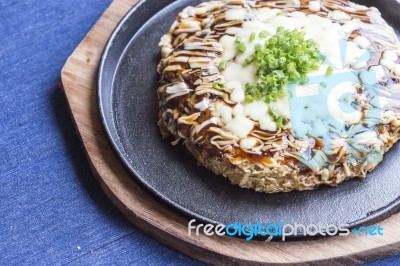 Japanese Pizza Okonomiyaki Stock Photo