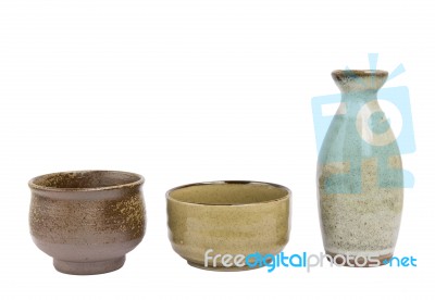 Japanese Style Pottery Collections Stock Photo