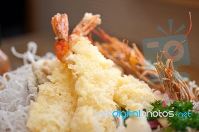 Japanese Style Tempura Shrimps Stock Photo