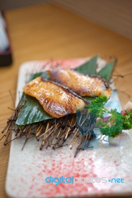 Japanese Style Teppanyaki Roasted Cod Fish Stock Photo