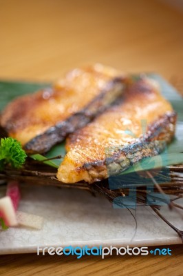 Japanese Style Teppanyaki Roasted Cod Fish Stock Photo