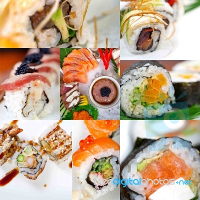 Japanese Sushi Collage Stock Photo