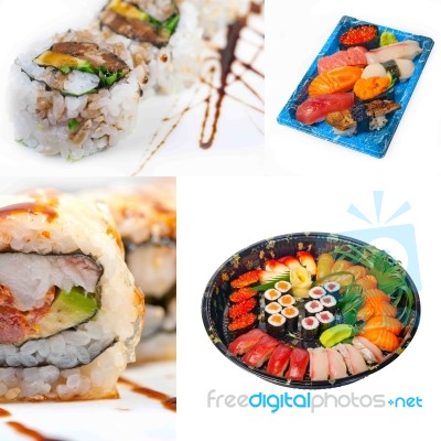 Japanese Sushi Collage Stock Photo