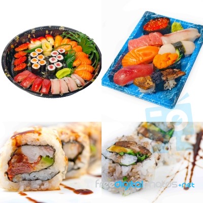 Japanese Sushi Collage Stock Photo