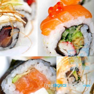 Japanese Sushi Collage Stock Photo