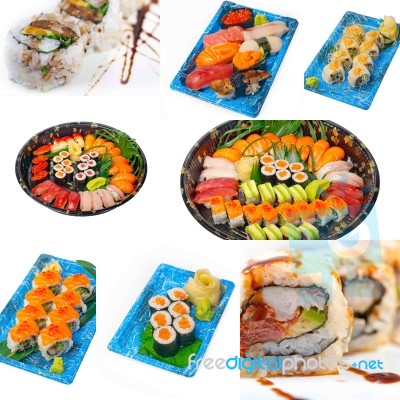 Japanese Sushi Collage Stock Photo