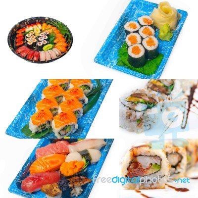 Japanese Sushi Collage Stock Photo