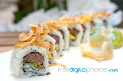 Japanese Sushi Rolls Maki Sushi Stock Photo