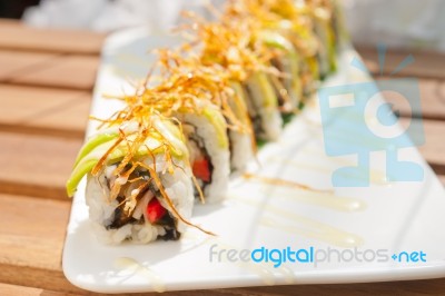 Japanese Sushi Rolls Maki Sushi Stock Photo