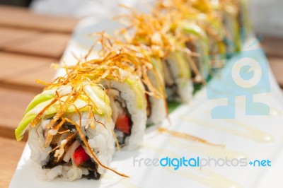 Japanese Sushi Rolls Maki Sushi Stock Photo