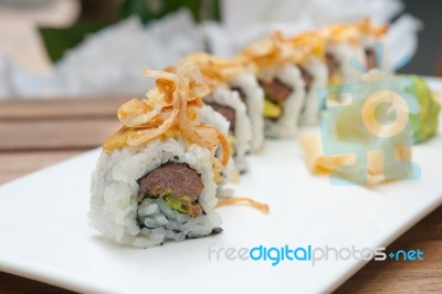 Japanese Sushi Rolls Maki Sushi Stock Photo