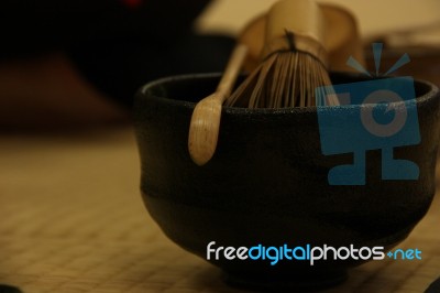 Japanese Tea Ceremony Utensils Stock Photo